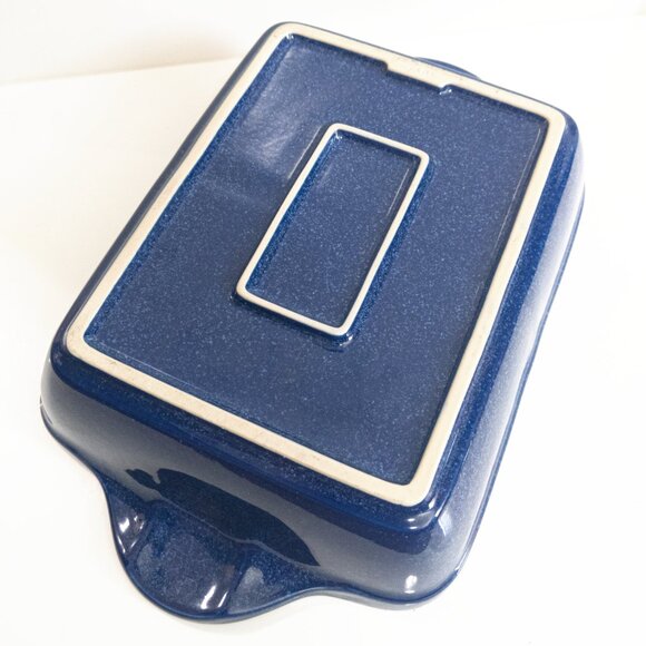 Cobalt Blue Stoneware Divided Serving Dish Oven Tableware Cookware Kitchen WK06 - Picture 3 of 5